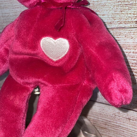 Vintage 1999 TY Beanie Babies Valentina Bear fuchsia pink P.E pellets 1965(KR) - Picture 3 of 9